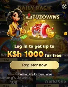 Tuzowins pop-up: log in to get up to KSh 1000 for free