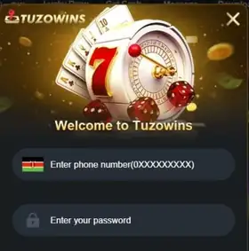 Welcome to Tuzowins login window with phone number and password